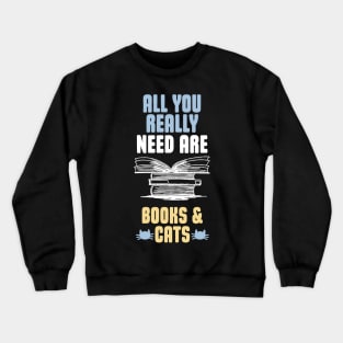 Best Cat Design | Books & Cats Crewneck Sweatshirt